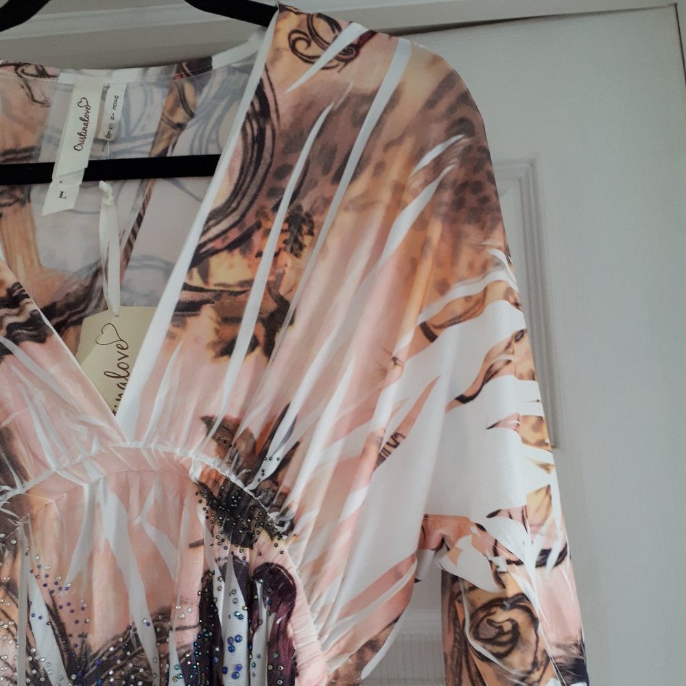 Dress -  Size Large - Brown/Ivory/Coral - Picture 3 of 7